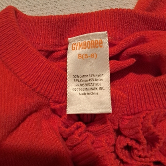 Gymboree girls size small or 5/6 orange button up sweater with ruffles - Picture 3 of 3